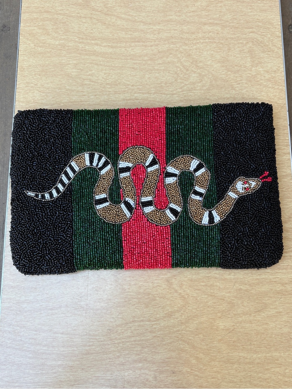 Tiana NY Beaded Snake Zip Clutch